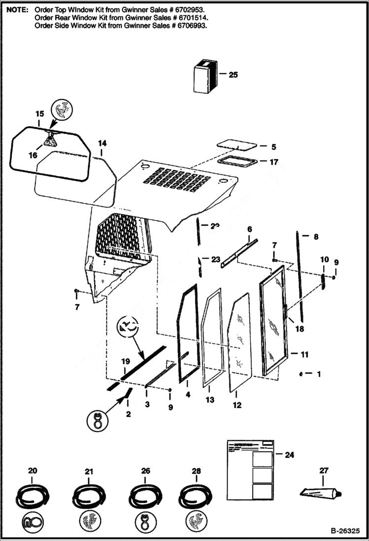 Схема запчастей Bobcat 700s - CAB WINDOWS ACCESSORIES & OPTIONS
