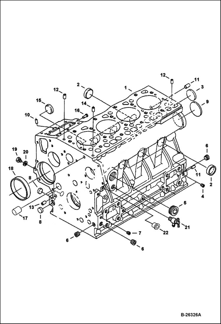 Схема запчастей Bobcat 425 - CRANKCASE Kubota - V1505-E3B - Interim Tier IV Replacement REPLACEMENT ENGINE