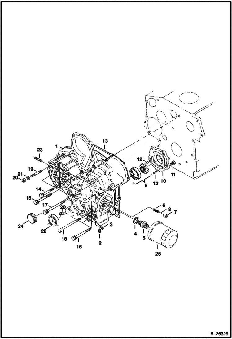 Схема запчастей Bobcat 425 - GEAR CASE & OIL FILTER POWER UNIT