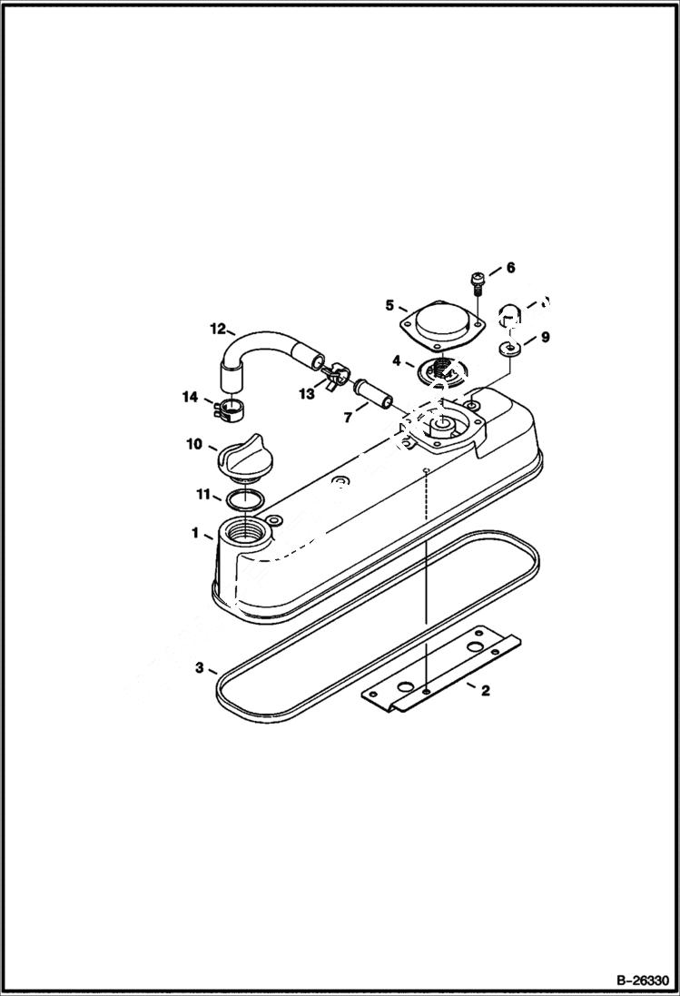 Схема запчастей Bobcat 428 - ROCKER ARM COVER POWER UNIT