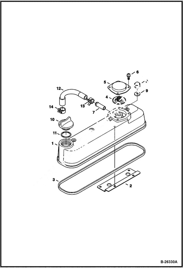 Схема запчастей Bobcat 428 - ROCKER ARM COVER Kubota - V1505-E3B - Interim Tier IV Replacement REPLACEMENT ENGINE