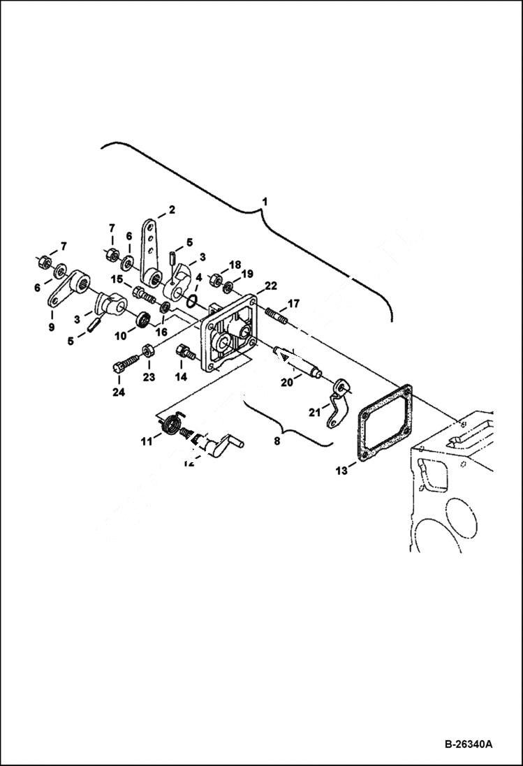 Схема запчастей Bobcat 425 - SPEED CONTROL PLATE Kubota - V1505-E3B - Interim Tier IV Replacement REPLACEMENT ENGINE