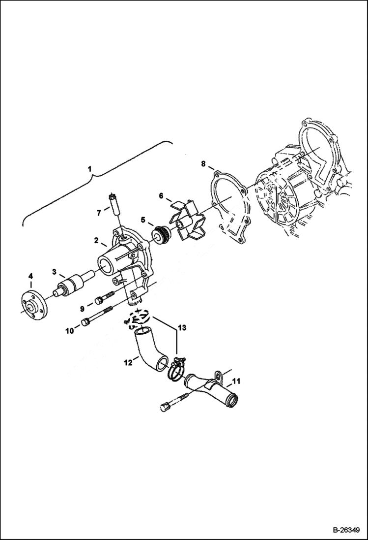 Схема запчастей Bobcat 428 - WATER PUMP POWER UNIT