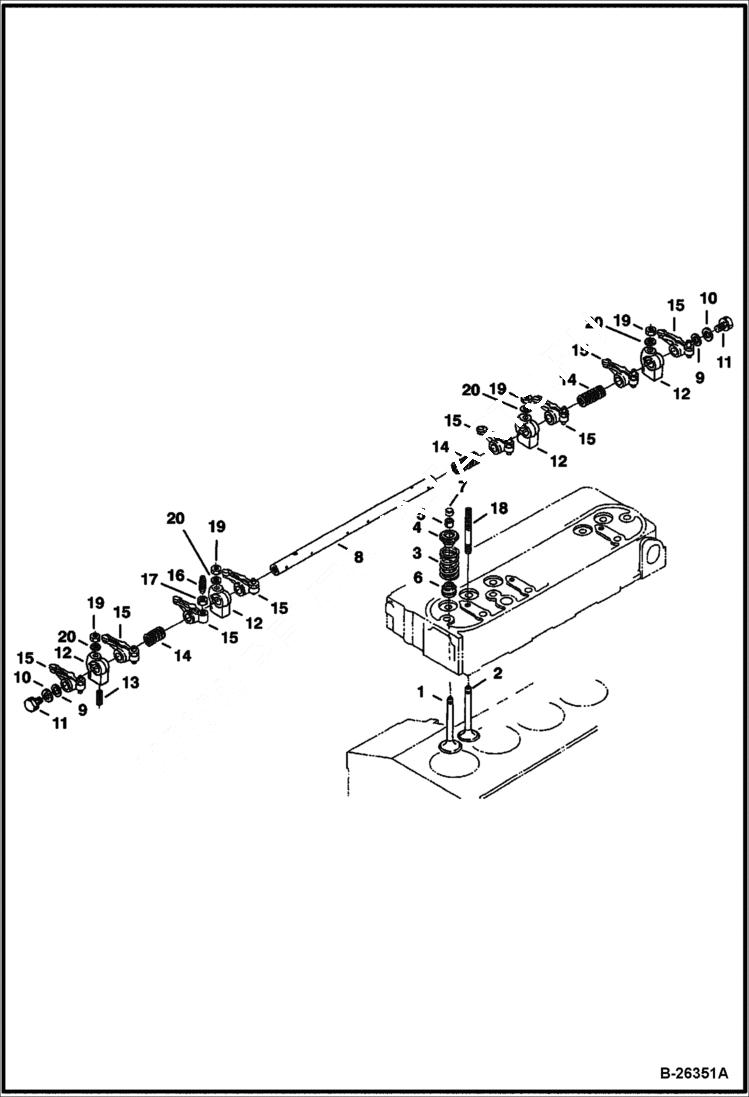 Схема запчастей Bobcat 425 - VALVE & ROCKER ARM Kubota - V1505-E3B - Interim Tier IV Replacement REPLACEMENT ENGINE