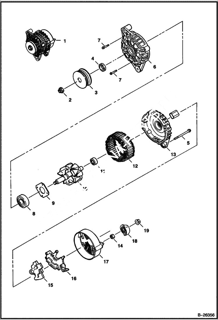 Схема запчастей Bobcat S-Series - ALTERNATOR ELECTRICAL SYSTEM
