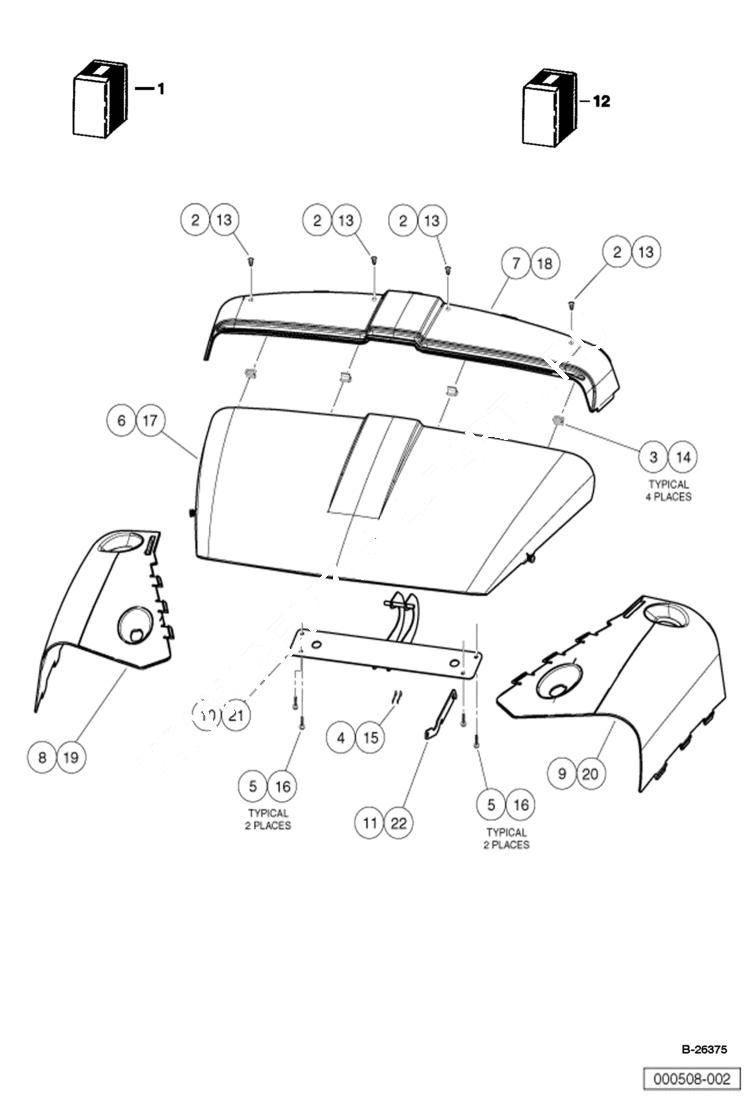 Схема запчастей Bobcat 2300 - COWL ASSEMBLY MAIN FRAME