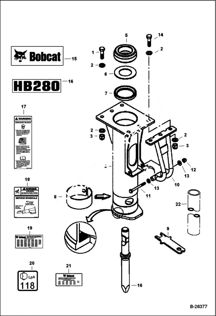 Схема запчастей Bobcat BREAKERS - BREAKER (Main Frame & Attaching Parts) (HB280 A5T5) Loader