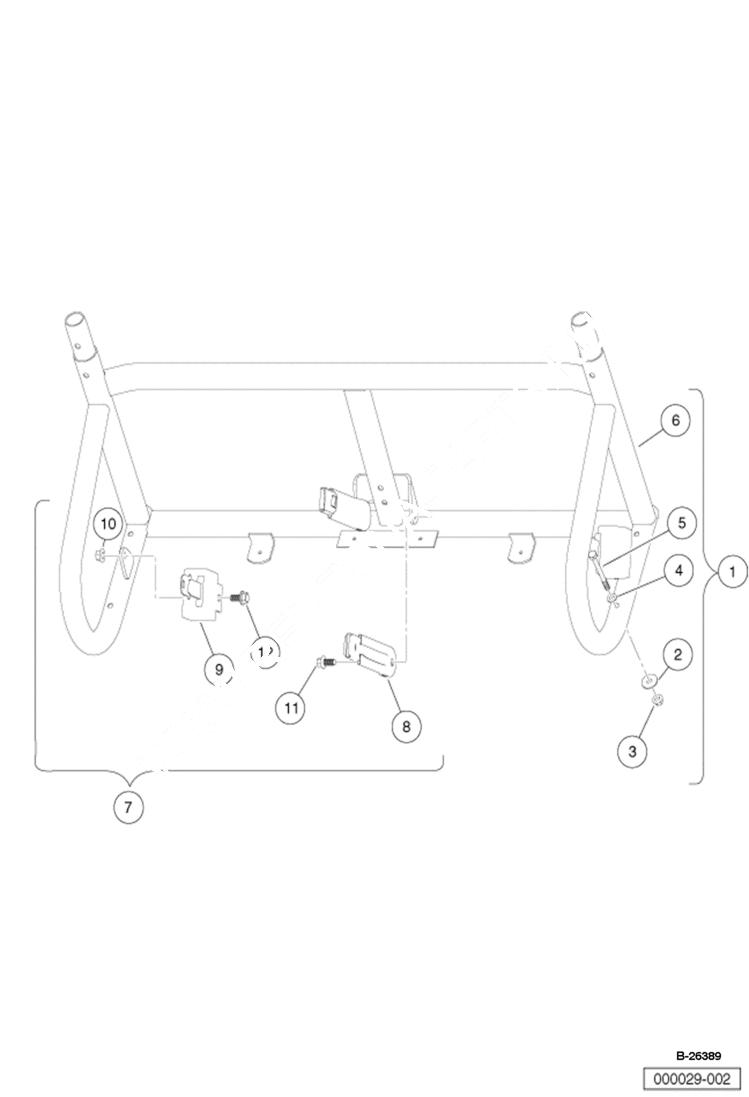 Схема запчастей Bobcat 2200 - SEAT BELTS AND LOWER ROPS MAIN FRAME