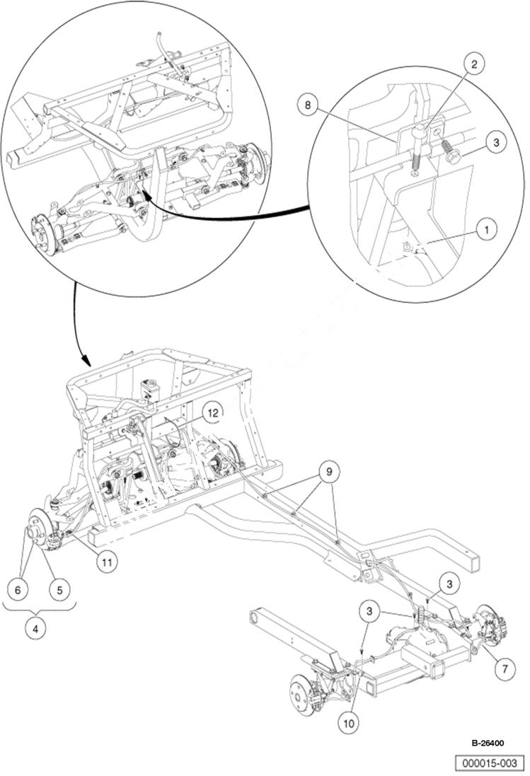 Схема запчастей Bobcat 2200 - HYDRAULIC BRAKE LINES CHASSIS