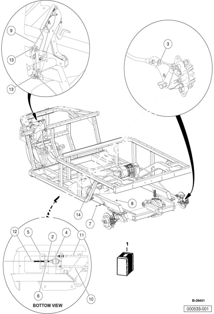 Схема запчастей Bobcat 2200 - PARK BRAKE SYSTEM CHASSIS