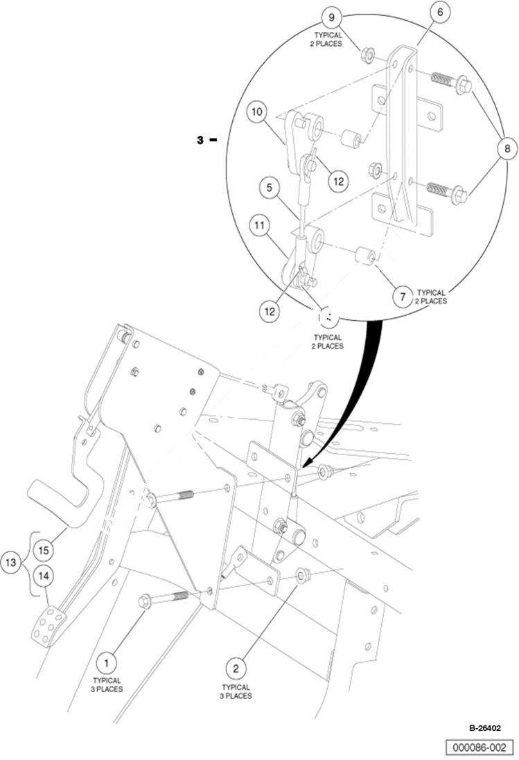 Схема запчастей Bobcat 2200 - PARK BRAKE PEDAL CHASSIS