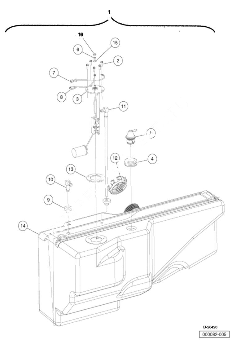 Схема запчастей Bobcat 2200 - FUEL TANK DIESEL ENGINE MAIN FRAME