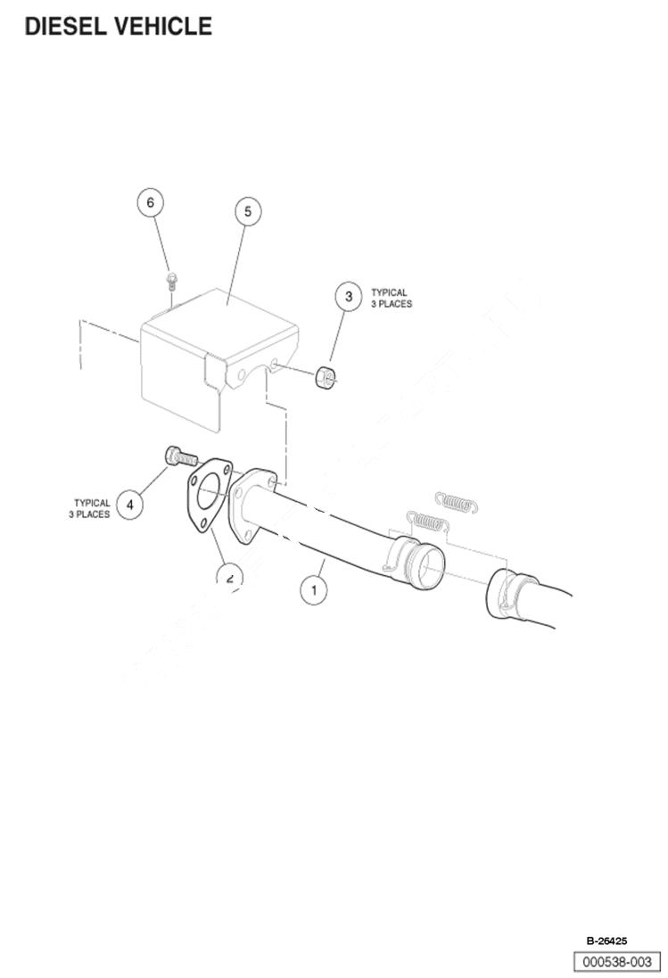 Схема запчастей Bobcat 2200 - EXHUAST PIPES DIESEL VEHICLE POWER UNIT