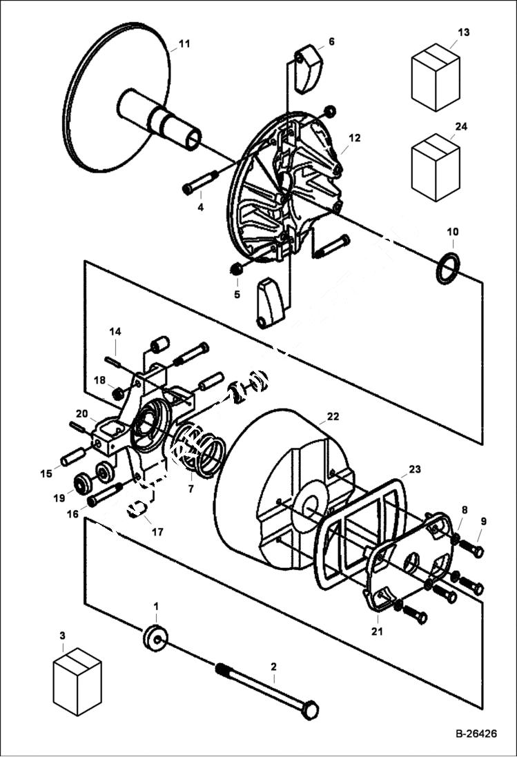 Схема запчастей Bobcat 2200 - DRIVE CLUTCH (2-weight) DRIVE TRAIN