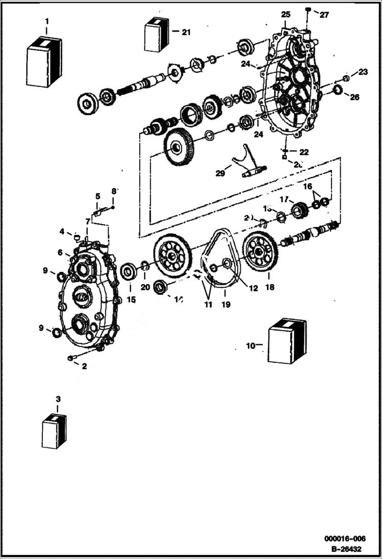 Схема запчастей Bobcat 2200 - TRANSMISSION (Early Design) DRIVE TRAIN