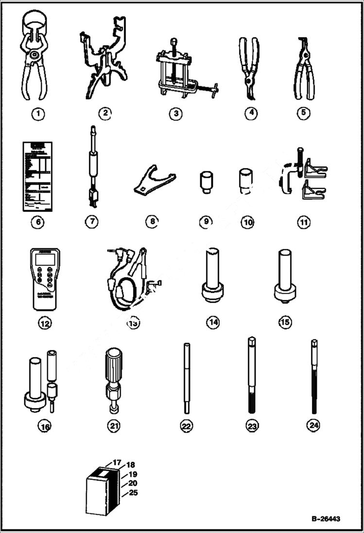 Схема запчастей Bobcat 2300 - MAINTENANCE AND SERVICE TOOLS MAINTENANCE ITEMS