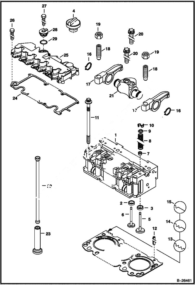 Схема запчастей Bobcat 442 - CYLINDER HEAD & COVER POWER UNIT