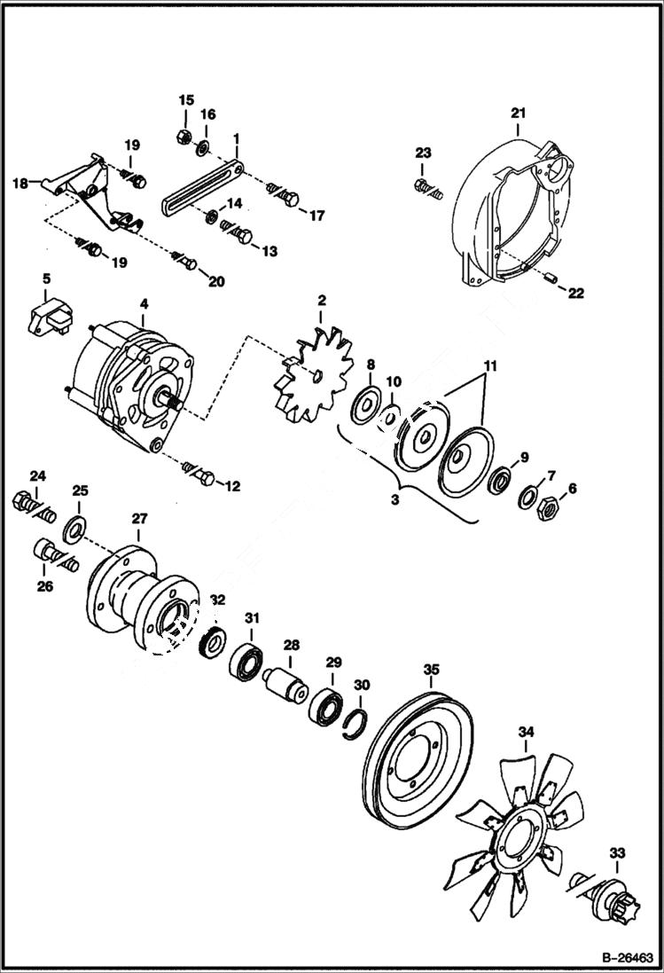 Схема запчастей Bobcat 442 - ALTERNATOR & ATTACHING PARTS POWER UNIT