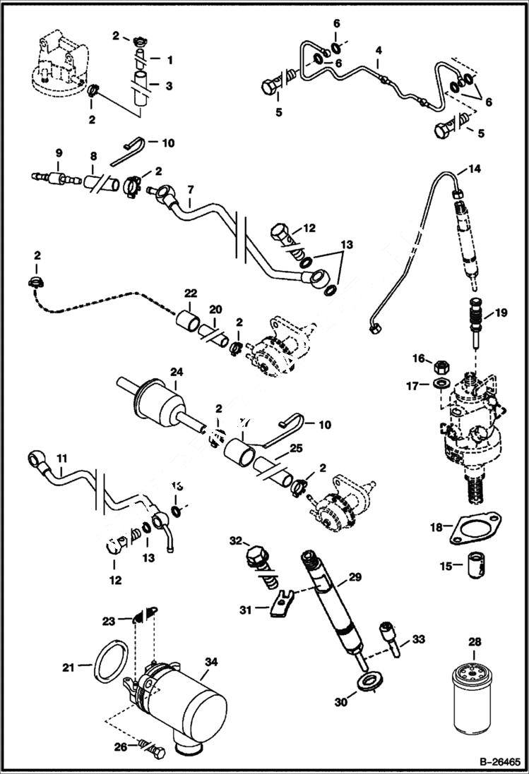 Схема запчастей Bobcat 442 - FUEL INJECTION SYSTEM POWER UNIT