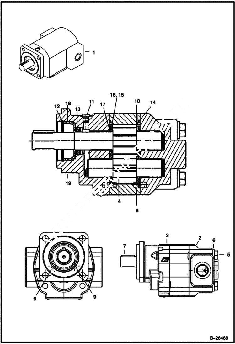 Схема запчастей Bobcat CHIPPER - 8B CHIPPER Cutter Motor Loader