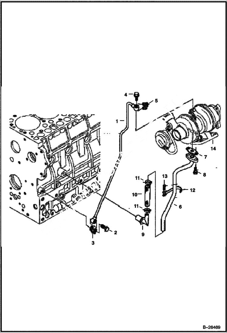 Схема запчастей Bobcat 5600 - OIL PIPE (Turbo Charger) (Kubota - V2003-M-DI-T) POWER UNIT