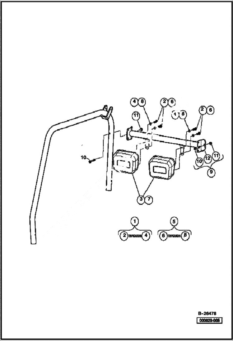 Схема запчастей Bobcat 2300 - ROPS-HEAD RESTRAINTS MAIN FRAME