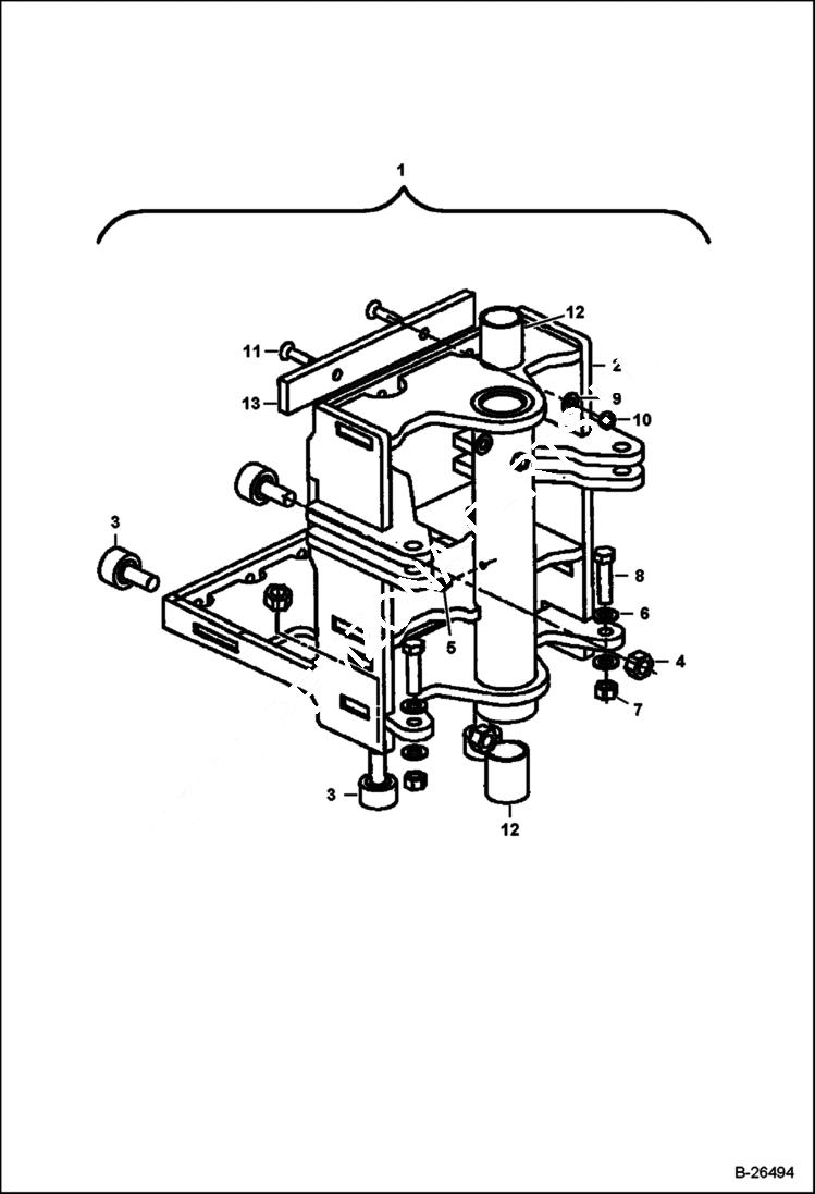 Схема запчастей Bobcat SILT FENCE INSTALLER - SILT FENCE INSTALLER Offset Bracket Assembly Loader