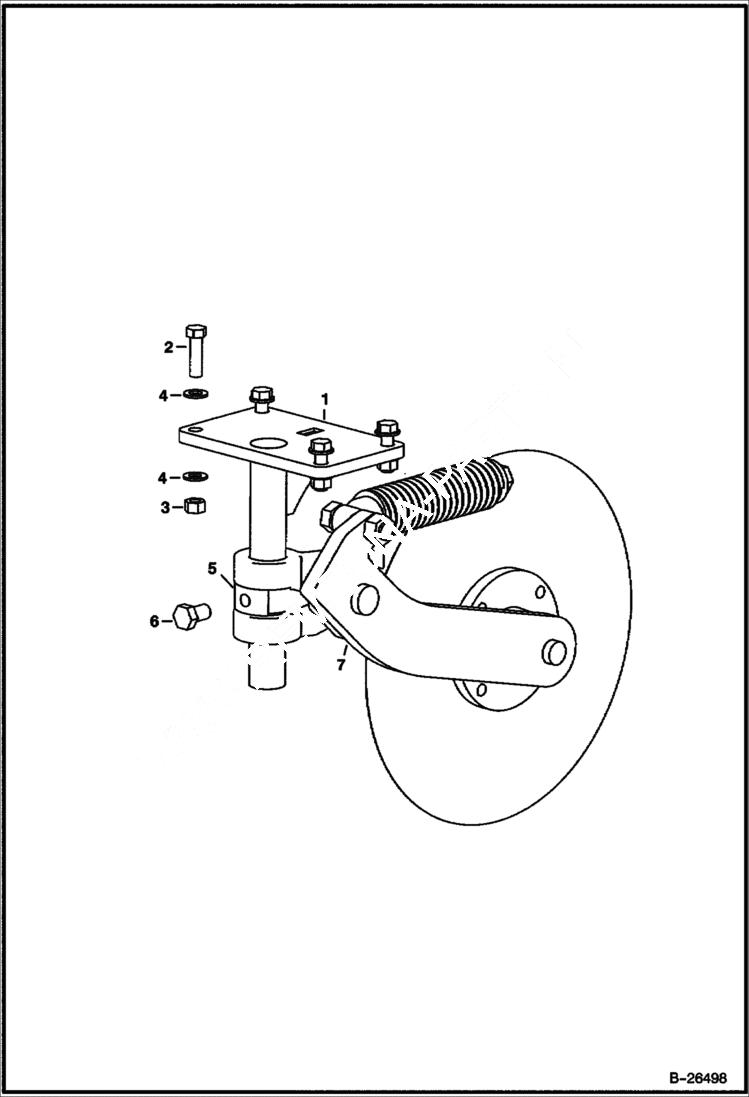 Схема запчастей Bobcat SILT FENCE INSTALLER - SILT FENCE INSTALLER Coulter & Bracket Assembly Loader