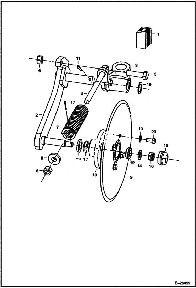 Схема запчастей Bobcat SILT FENCE INSTALLER - SILT FENCE INSTALLER Coulter Assembly Loader