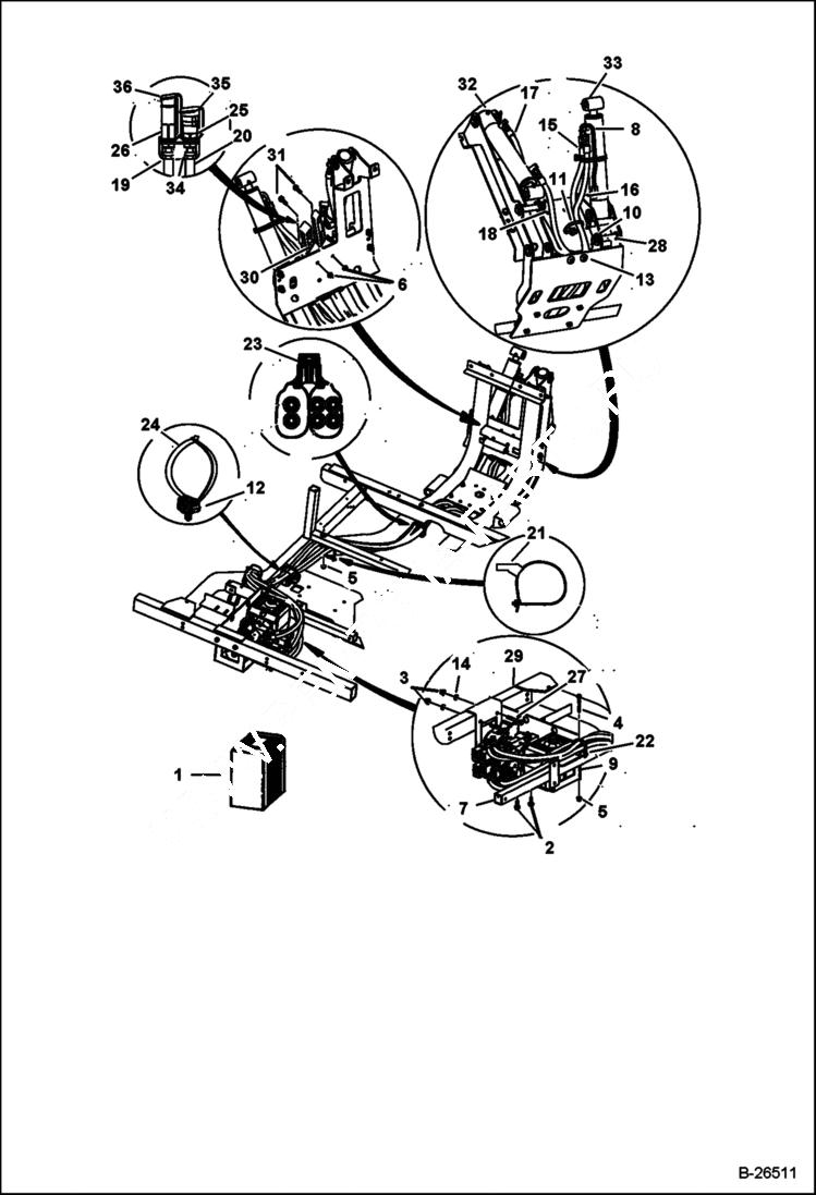 Схема запчастей Bobcat 2300 - ACCESSORY HYDRAULIC SYSTEM AUXILIARY HYDRAULICS