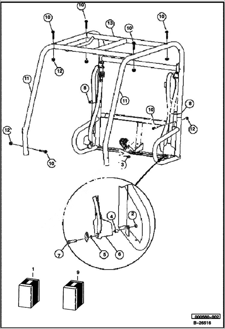 Схема запчастей Bobcat 2300 - SEAT BELTS AND ROPS MAIN FRAME