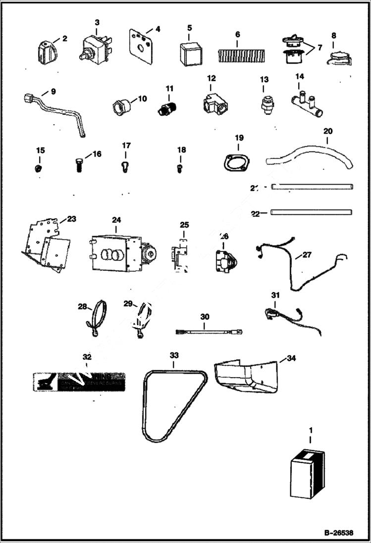 Схема запчастей Bobcat 2200 - CAB HEATER KIT (Diesel Engine) ACCESSORIES & OPTIONS