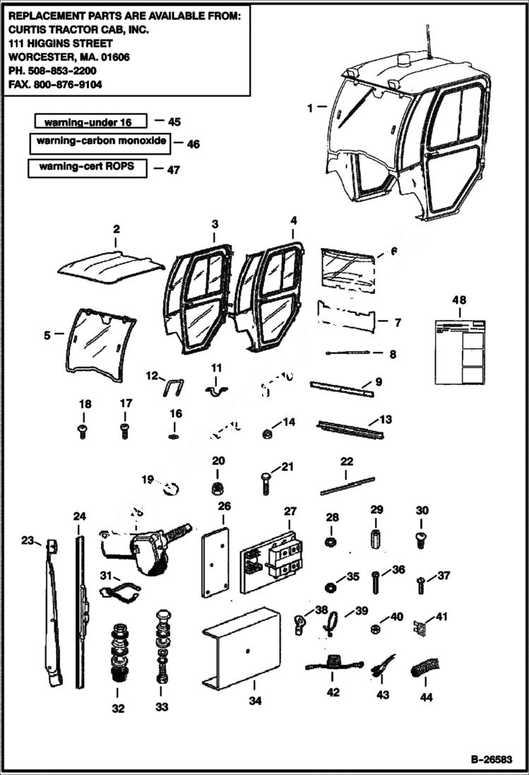 Схема запчастей Bobcat 2200 - CAB ENCLOSURE KIT (Modular) ACCESSORIES & OPTIONS