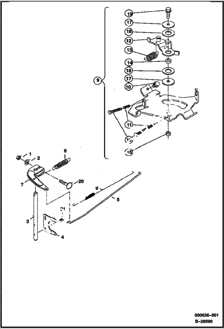 Схема запчастей Bobcat 2200 - GOVERNOR ARM AND SPRINGS KAWASAKI ENGINE POWER UNIT