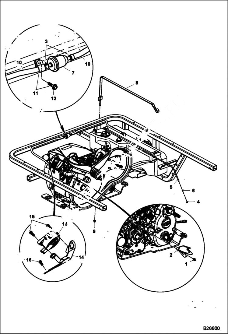 Схема запчастей Bobcat 2200 - FUEL SYSTEM KAWASAKI ENGINE MAIN FRAME