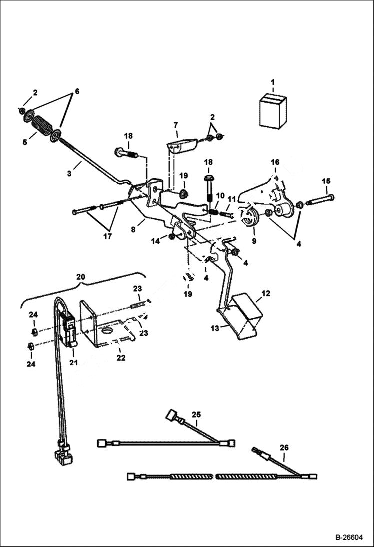 Схема запчастей Bobcat 2200 - ACCELERATOR PEDAL STYLE A POWER UNIT