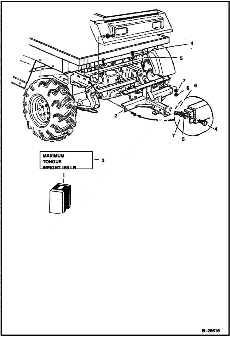 Схема запчастей Bobcat 2100S - REAR RECEIVER KIT ACCESSORIES & OPTIONS