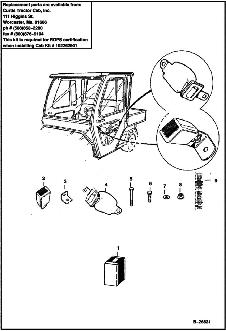 Схема запчастей Bobcat 2100 - SEAT BELT KIT ACCESSORIES & OPTIONS