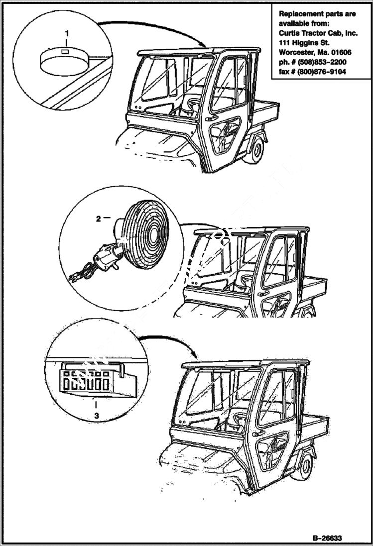 Схема запчастей Bobcat 2100 - INTERIOR ACCESSORIES DOME LIGHT, FAN,ACCESSORY PANEL ACCESSORIES & OPTIONS