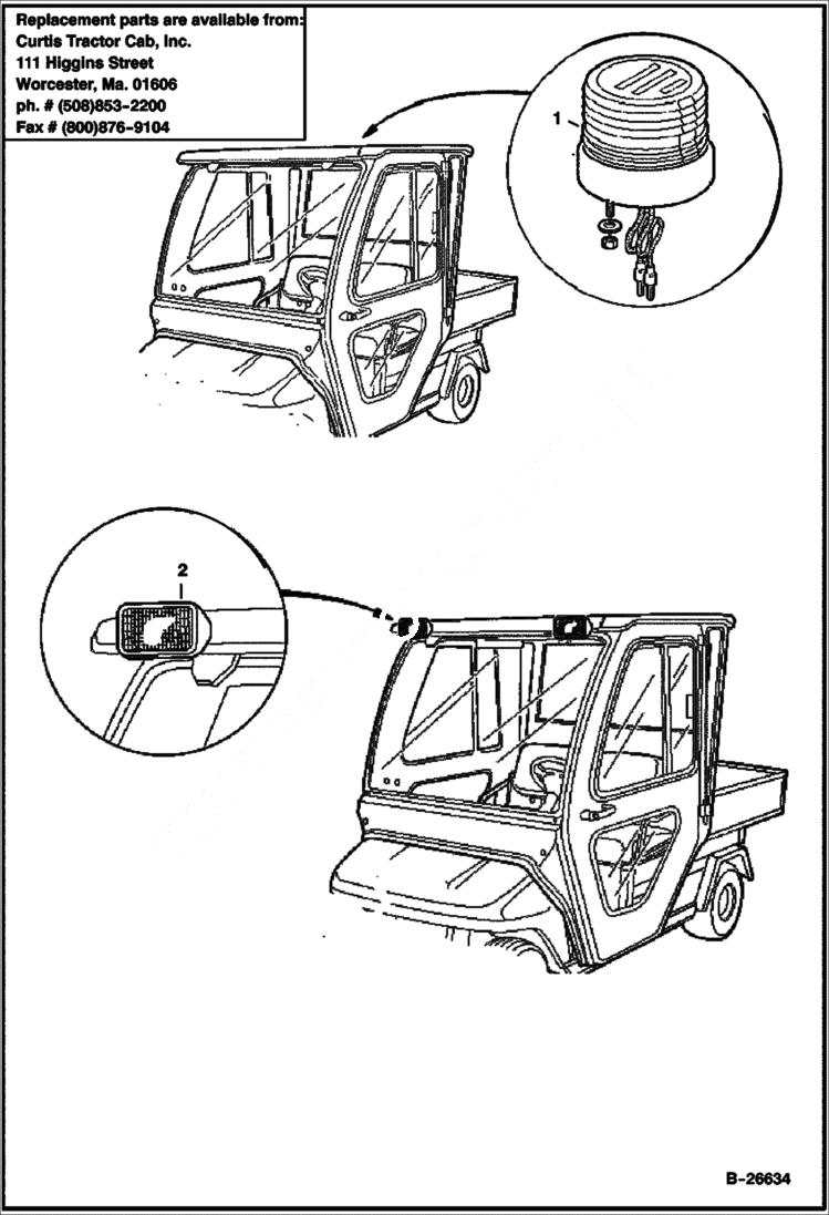 Схема запчастей Bobcat 2300 - CAB LIGHTS STROBE, REAR WORK ACCESSORIES & OPTIONS