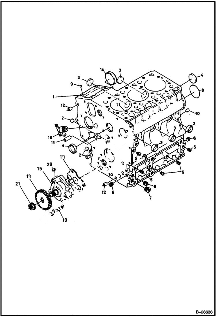 Схема запчастей Bobcat 316 - CRANKCASE Kubota D722 POWER UNIT