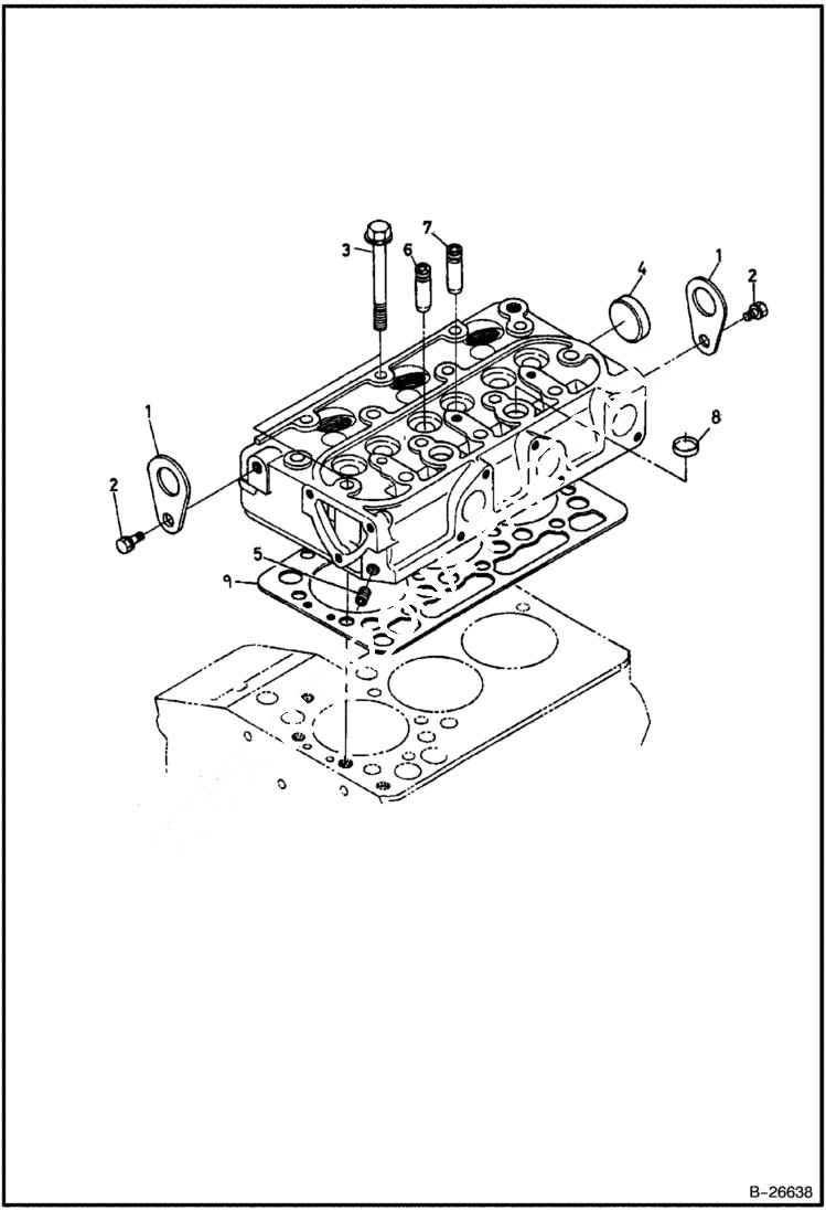 Схема запчастей Bobcat 316 - CYLINDER HEAD Kubota D722 POWER UNIT