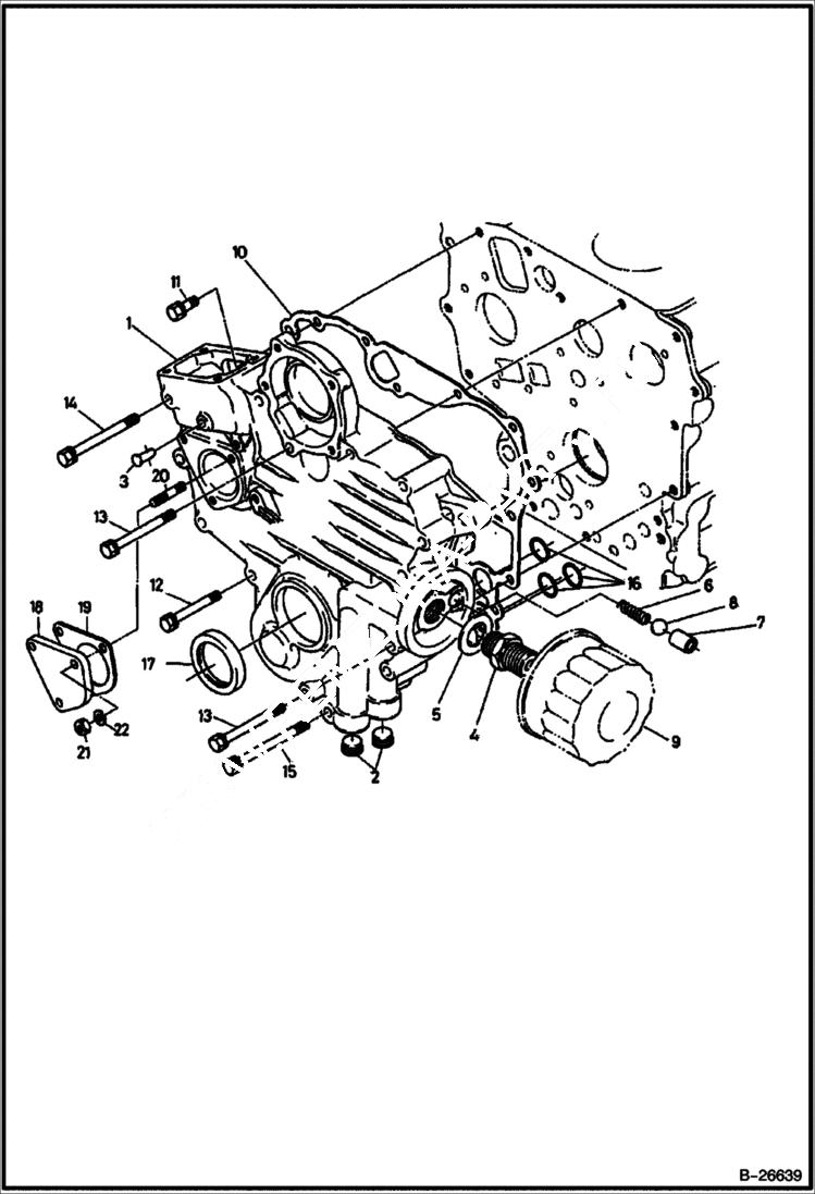 Схема запчастей Bobcat 316 - GEARCASE Kubota D722 POWER UNIT