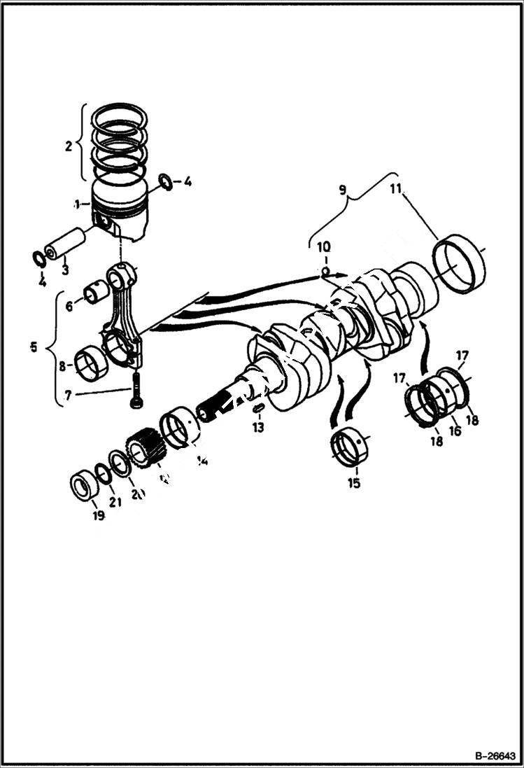 Схема запчастей Bobcat 316 - PISTON & CRANKSHAFT Kubota D722 POWER UNIT