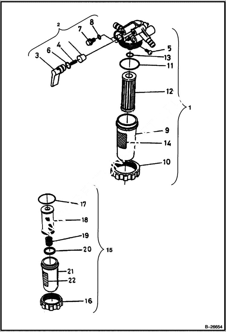 Схема запчастей Bobcat 316 - FUEL FILTER Kubota D722 POWER UNIT