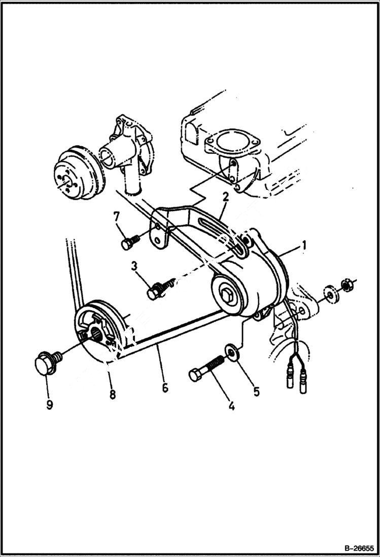 Схема запчастей Bobcat 316 - ALTERNATOR & PULLEY POWER UNIT