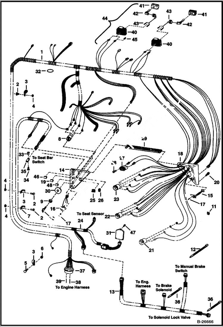 Схема запчастей Bobcat 900s - CAB ELECTRICAL CIRCUITRY (W/O B.O.S.S. Option) ELECTRICAL SYSTEM