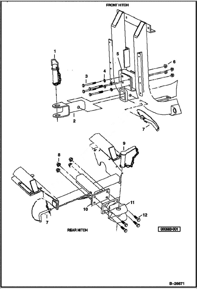 Схема запчастей Bobcat 2200 - FRONT AND REAR HITCH ACCESSORIES & OPTIONS