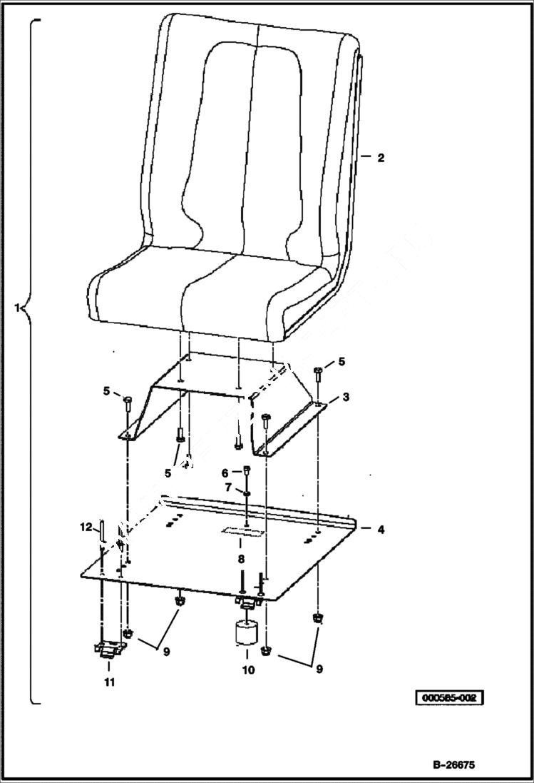 Схема запчастей Bobcat 2200 - PASSENGER SEAT MAIN FRAME