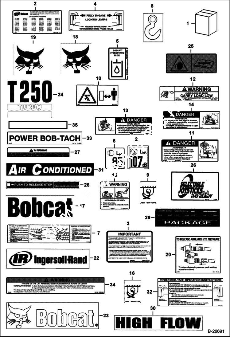 Схема запчастей Bobcat T-Series - DECALS (Outside) ACCESSORIES & OPTIONS